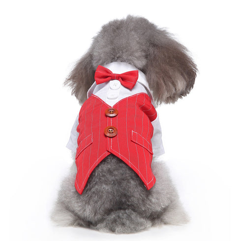 Dog Wedding Shirt Formal Tuxedo with Black Tie