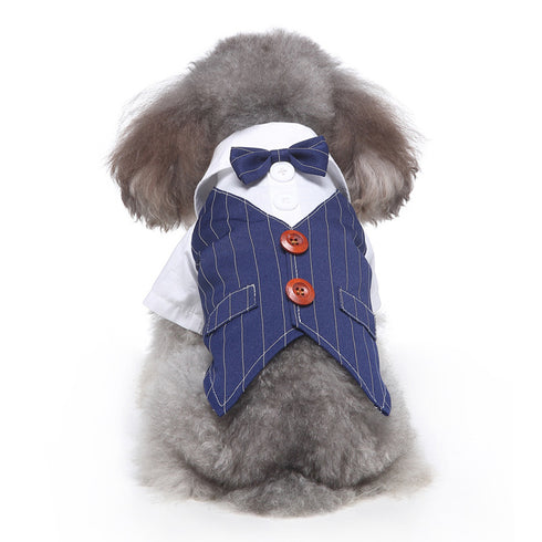 Dog Wedding Shirt Formal Tuxedo with Black Tie
