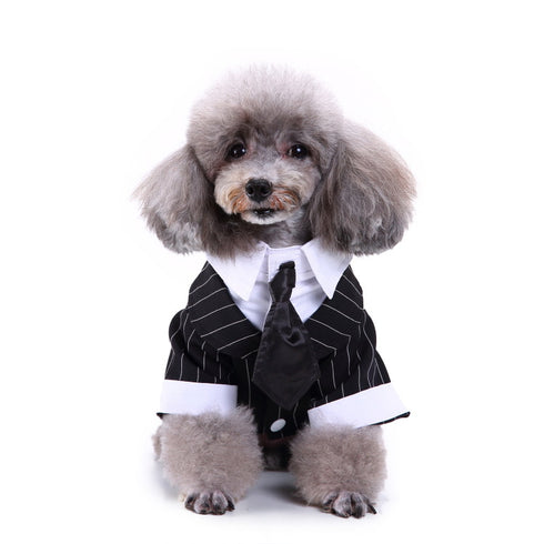 Dog Wedding Shirt Formal Tuxedo with Black Tie