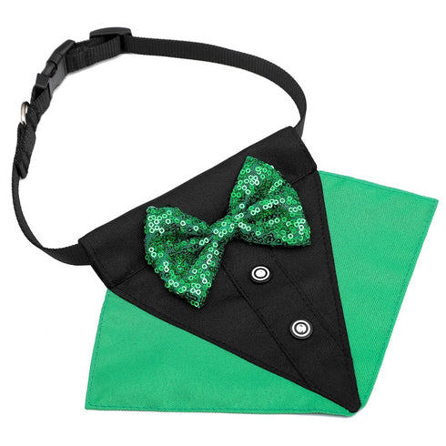 St. Patrick's Day Dog Bandana Collar with Bow Tie