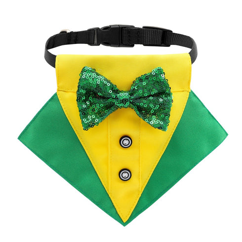 St. Patrick's Day Dog Bandana Collar with Bow Tie