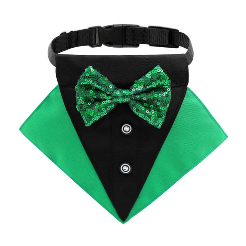 St. Patrick's Day Dog Bandana Collar with Bow Tie