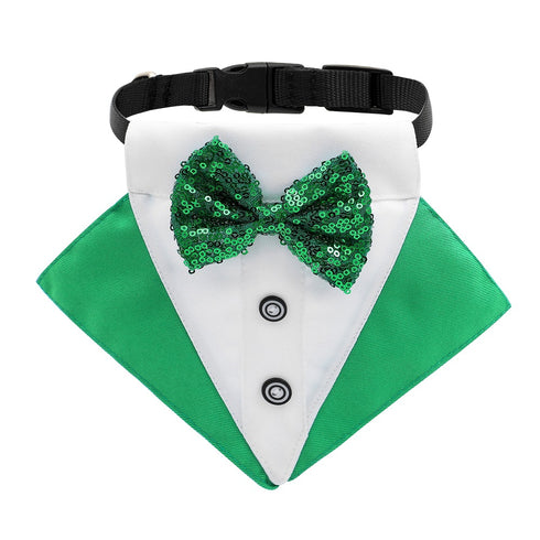 St. Patrick's Day Dog Bandana Collar with Bow Tie
