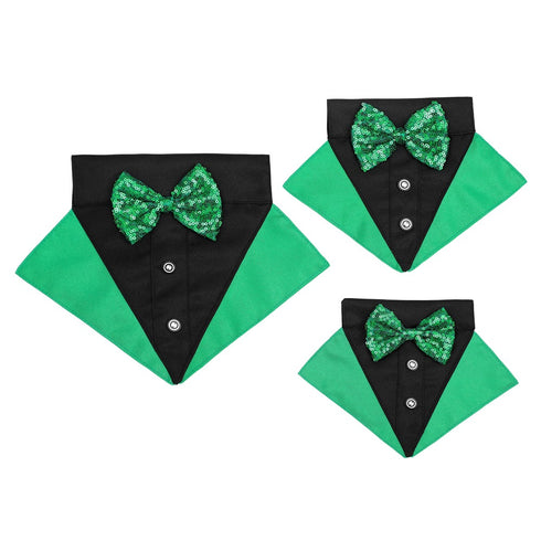 St. Patrick's Day Dog Bandana Collar with Bow Tie