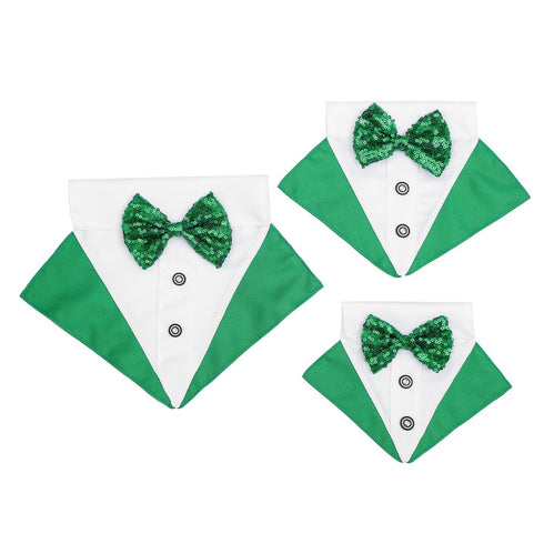 St. Patrick's Day Dog Bandana Collar with Bow Tie