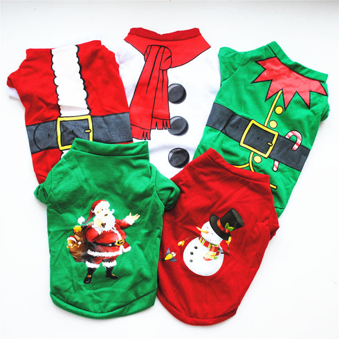 Christmas Cute Printed Breathable Puppy Clothes