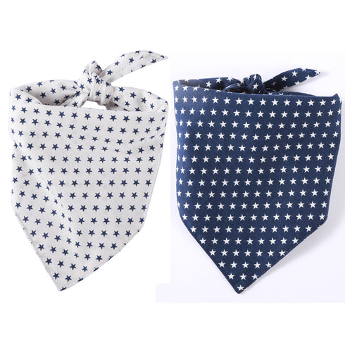 Dog Scarf Blue White Star Dog Bandanas