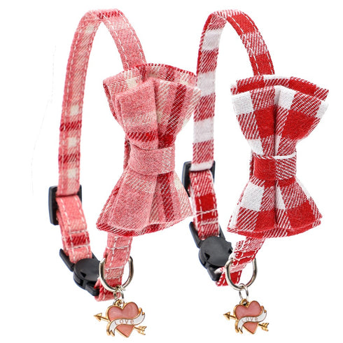 Valentine's Day Plaid Pattern Dog Collar