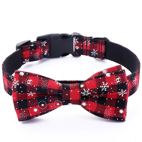 Christmas Classic Plaid Snowflake Dog Collar