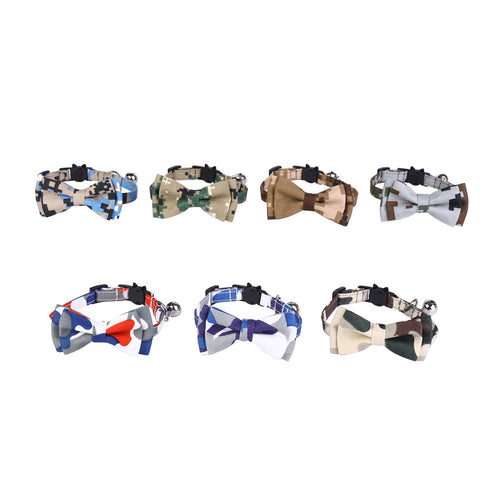 Adjustable Cat Camouflage Collar with Bowtie