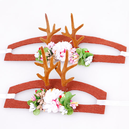 Reindeer Headband Costume with Flowers