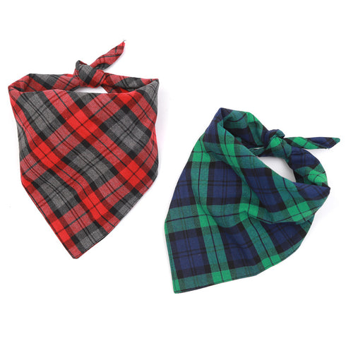 Washable Dog Bandanas Square Plaid Printing