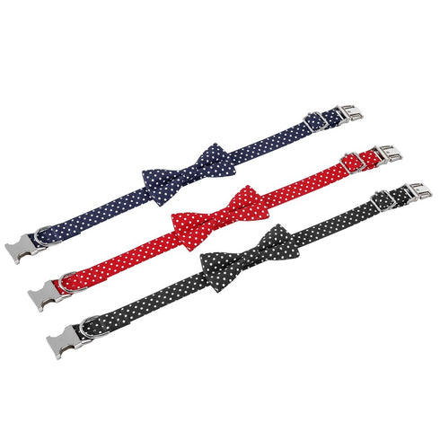 Dot Dog and Cat Collar with Bowtie
