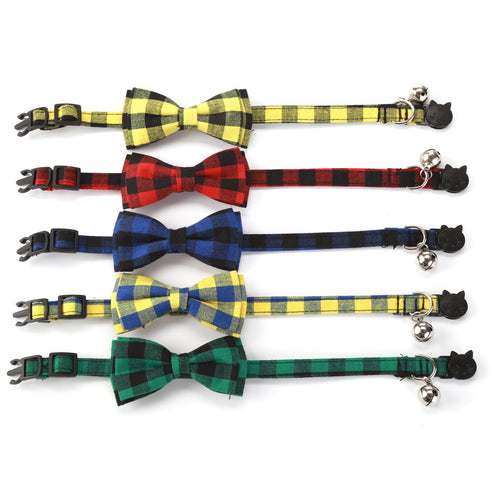 Classic Plaid Bowtie Cat Collars