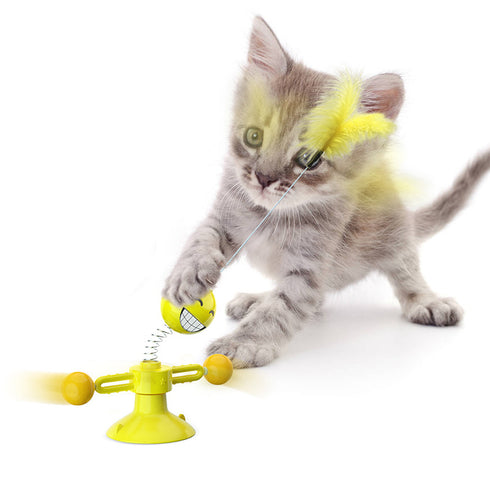 Cat Spring Interactive Chasing Feather Toys