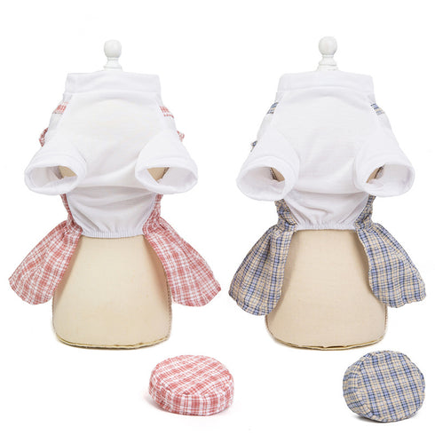 Puppy Plaid Skirt with Hat Party Apparel Outfit