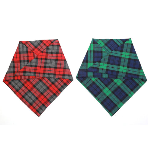 Washable Dog Bandanas Square Plaid Printing