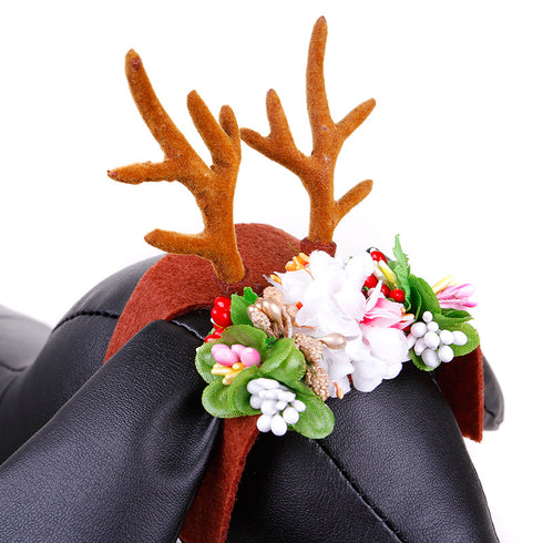 Reindeer Headband Costume with Flowers