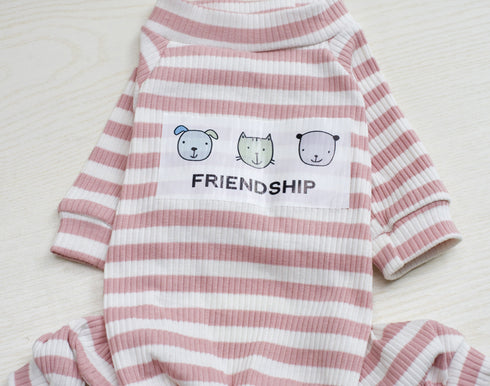 Long Sleeves Dog Pajamas Striped Pet Jumpsuits