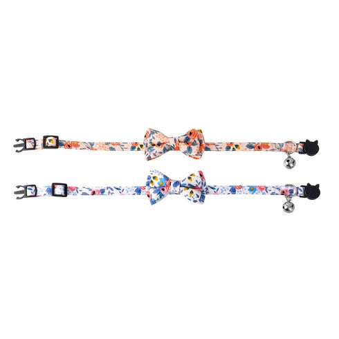 Adjustable Cat Collar Scarf Floral with Bell