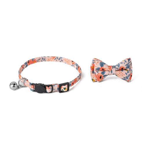 Adjustable Cat Collar Scarf Floral with Bell
