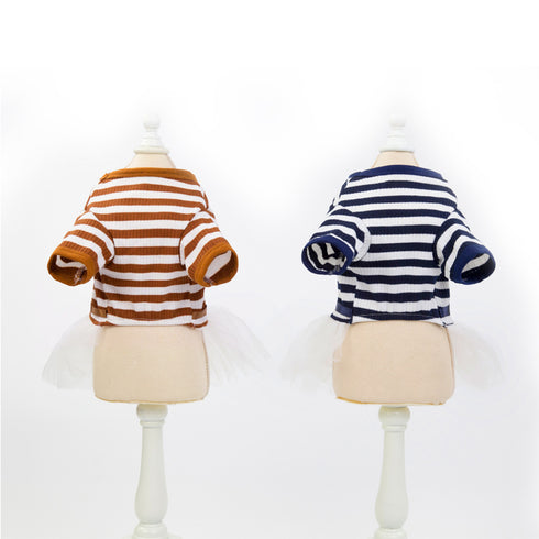 Puppy Clothes Lace Striped Dress