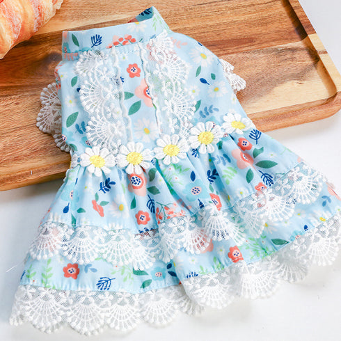 Summer Puppy Elegant Flower Lace Dress