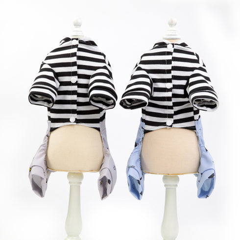 Dog Jumpsuit Striped Soft Puppy Pajamas