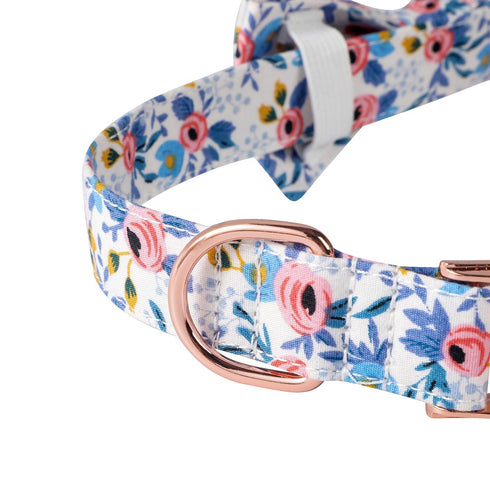 Floral Print Dog Collar with Bow Tie