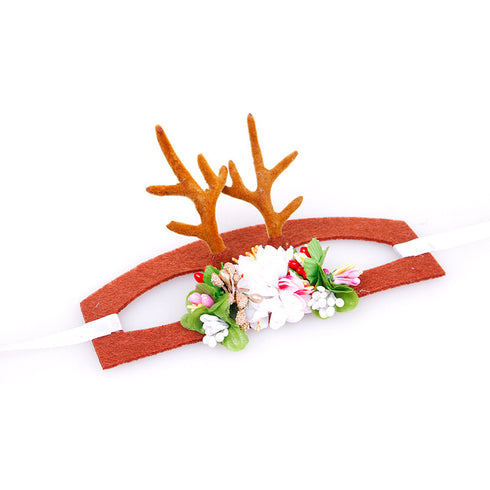 Reindeer Headband Costume with Flowers