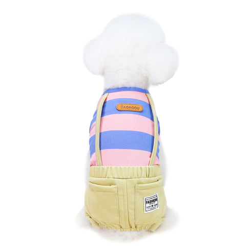 Dog 4 Legs Shirt Stripe Overalls