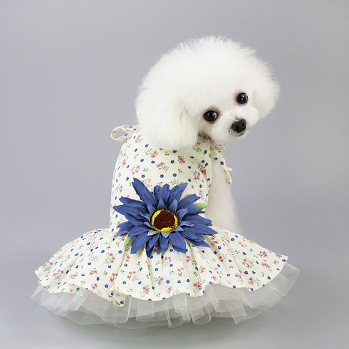 Dog Birthday Princess Flower Gauze Lace Skirt