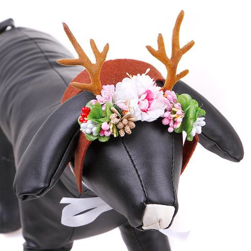 Reindeer Headband Costume with Flowers