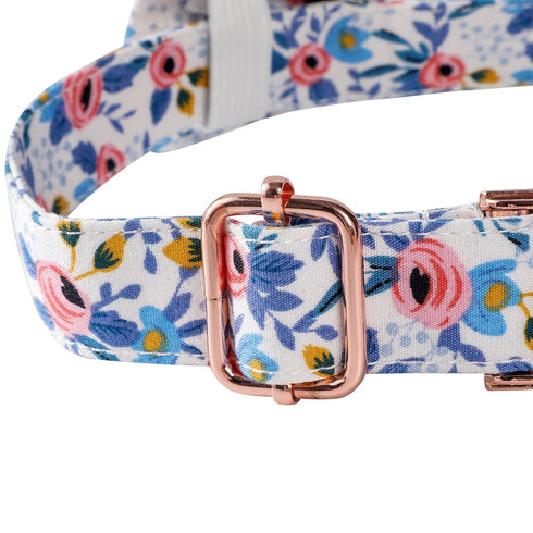 Floral Print Dog Collar with Bow Tie