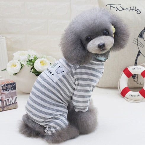 Long Sleeves Dog Pajamas Striped Pet Jumpsuits