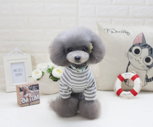 Long Sleeves Dog Pajamas Striped Pet Jumpsuits