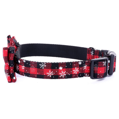 Christmas Classic Plaid Snowflake Dog Collar