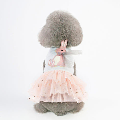 Dog Princess Dress with Rabbit Lace Gauze Skirt