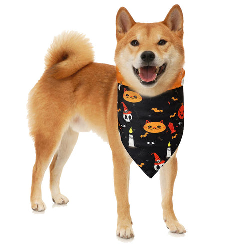 Dog Bandana with Pumpkin Bat Ghost Pattern