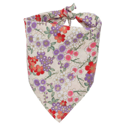 Dog Bandana Flower Print Triangle Scarf
