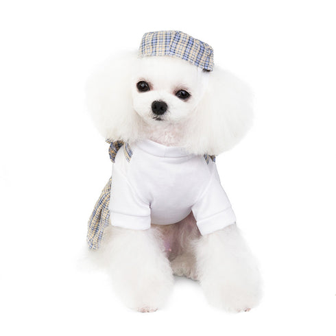 Puppy Plaid Skirt with Hat Party Apparel Outfit