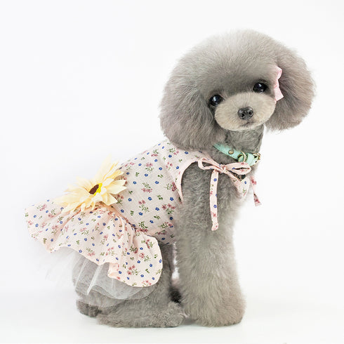 Dog Birthday Princess Flower Gauze Lace Skirt