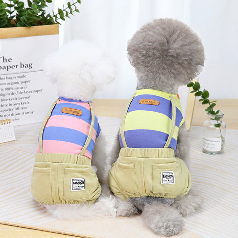 Dog 4 Legs Shirt Stripe Overalls
