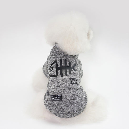 Dog Hoodie with Fish Bone Pattern