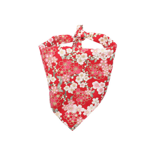 Dog Bandana Flower Print Triangle Scarf
