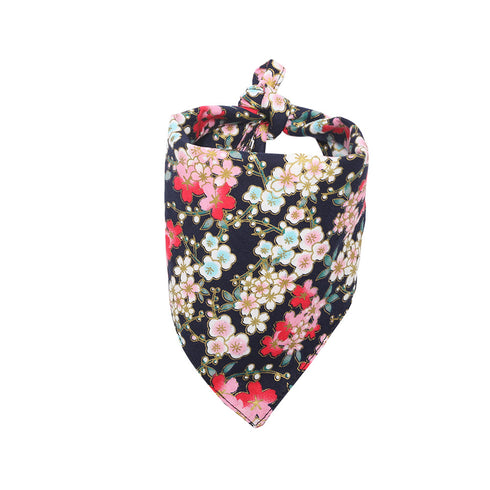 Dog Bandana Flower Print Triangle Scarf