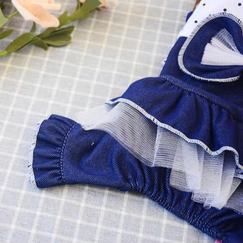 Cute Dot Jean Pet Dress for Dog
