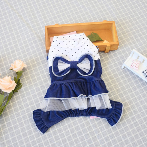 Cute Dot Jean Pet Dress for Dog