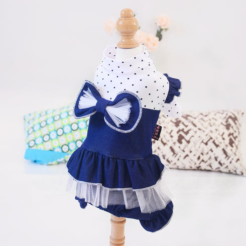 Cute Dot Jean Pet Dress for Dog