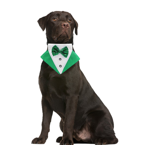St. Patrick's Day Dog Bandana Collar with Bow Tie
